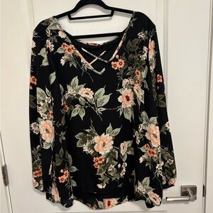 Floral Black Women's Top